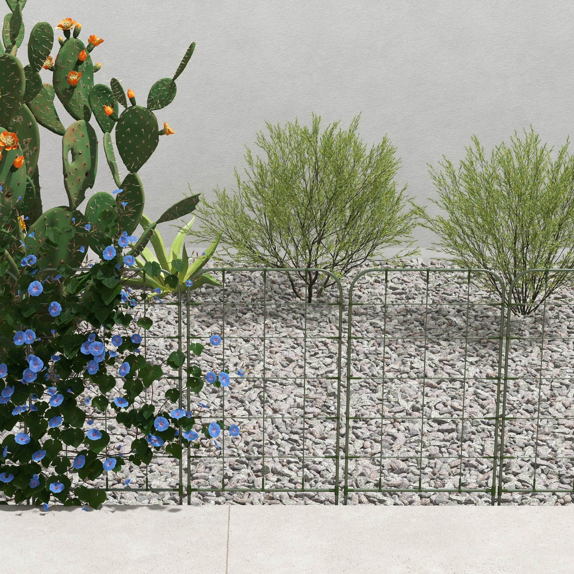 6-Piece Plant Support Set, Trellis for Climbing Plants, Garden Stakes, Steel, Green, 40 x 90 cm