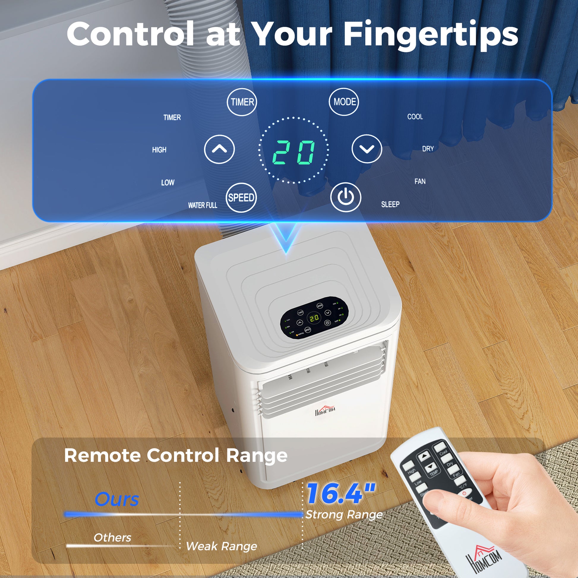 Small Portable AC 8000 BTU, Dehumidifier, Remote Control, 24-Hour Timer, Window Mount Kit for Bedroom, Cream