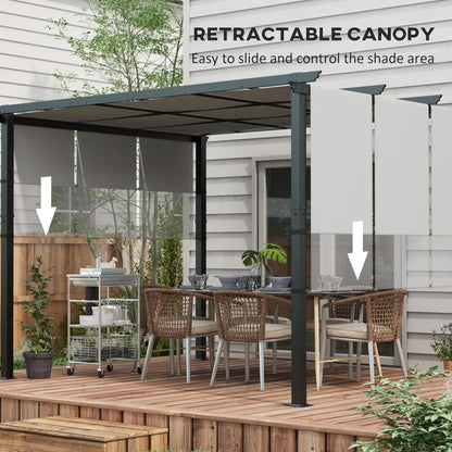 10' x 12' Metal Pergola, Outdoor Pergola with Retractable Canopy, for Garden, Patio, Backyard, Deck