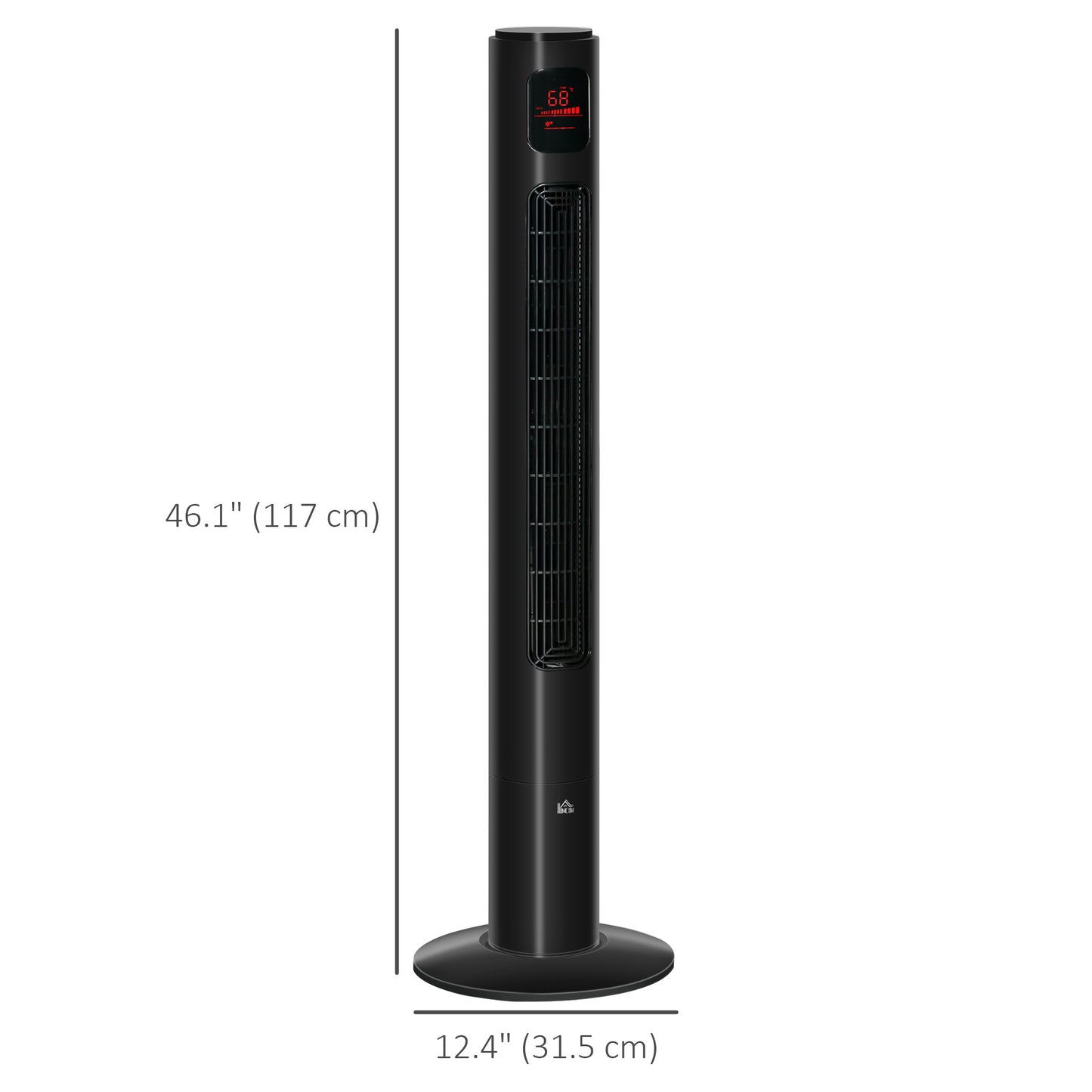 Freestanding Tower Fan Cooling for Home Bedroom with Oscillating, 3 Speed, 12h Timer, LED Sensor Panel, Remote Controller, Black