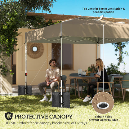9.6 x 9.6 ft Pop Up Canopy Tent with 3 Sidewalls, UPF 50+ 1-Button Push Easy Setup Outdoor Instant Canopy, Khaki