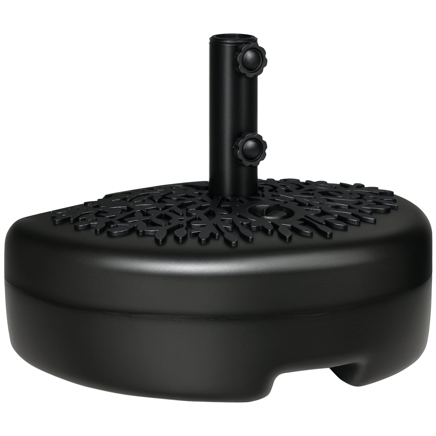 Plastic Half Round Umbrella Base, Sand or Water Filled Half Patio Umbrella Stand Holder 40lb Water or 46lb Sand, Black