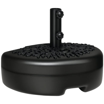 Plastic Half Round Umbrella Base, Sand or Water Filled Half Patio Umbrella Stand Holder 40lb Water or 46lb Sand, Black