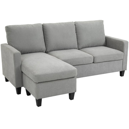 L-Shape Sofa, Modern Sectional Couch with Ottoman, Corner Sofa for Living Room, Light Grey