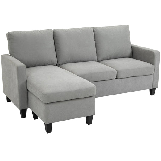 L-Shape Sofa, Modern Sectional Couch with Ottoman, Corner Sofa for Living Room, Light Grey
