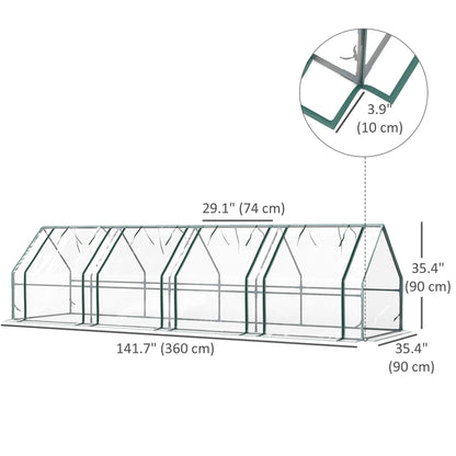 Portable Mini Greenhouse Tunnel Growing Tent Plants Flower Warm House w/ Zippered Roll-up Doors, Clear