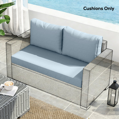 Outdoor Seat Cushions with Backrest, Loveseat Double Sofa Outdoor Furniture Cushions, Light Blue