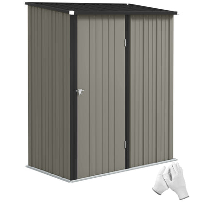 5' x 3' Outdoor Storage Shed, Steel Garden Shed with Single Lockable Door, Tool Storage Shed for Backyard, Grey
