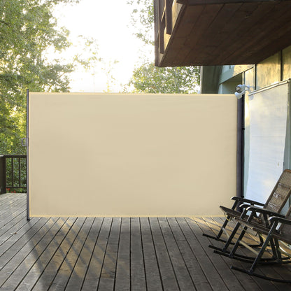 118" x 79" Retractable Side Awning Patio Outdoor Folding Privacy Screen with Resistance to UV Rays & Wind, Cream White
