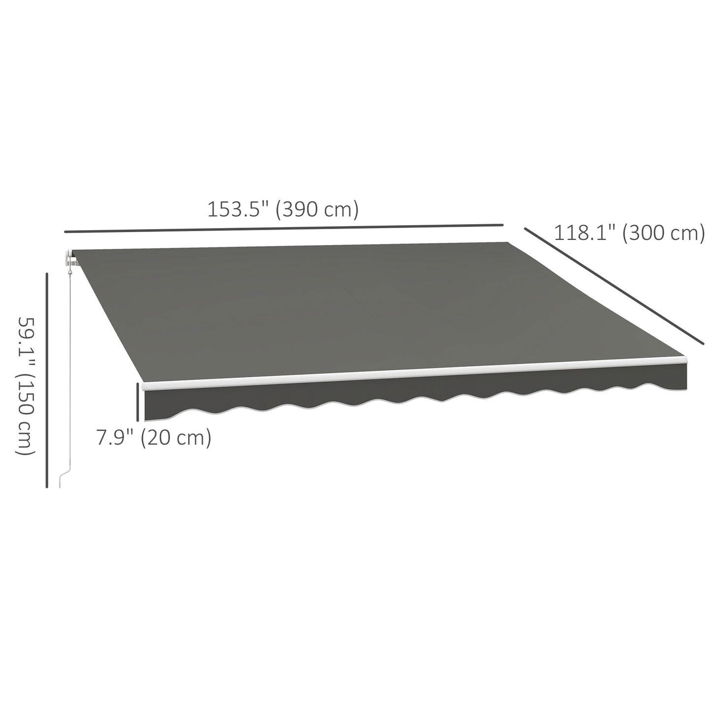 13' x 10' Electric Retractable Awning Sun Shade Shelter w/ Remote Controller for Deck Balcony Yard, Light Grey
