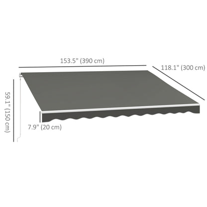 13' x 10' Electric Retractable Awning Sun Shade Shelter w/ Remote Controller for Deck Balcony Yard, Light Grey