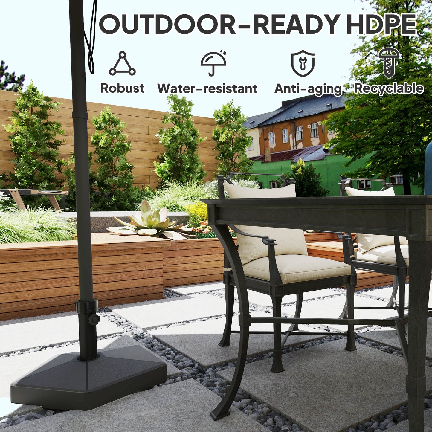 Patio Umbrella Base Holder, Heavy Duty Outdoor Umbrella Stand Base, Poolside, Black