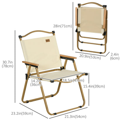 Set of 2 Camping Chair, Lightweight Folding Chair, Portable Armchairs, Excellent for Festivals, Fishing, Beach and Hiking, Beige