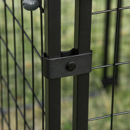 Outdoor Dog Kennel, Lockable Pet Playpen Crate with Top Cover, Black