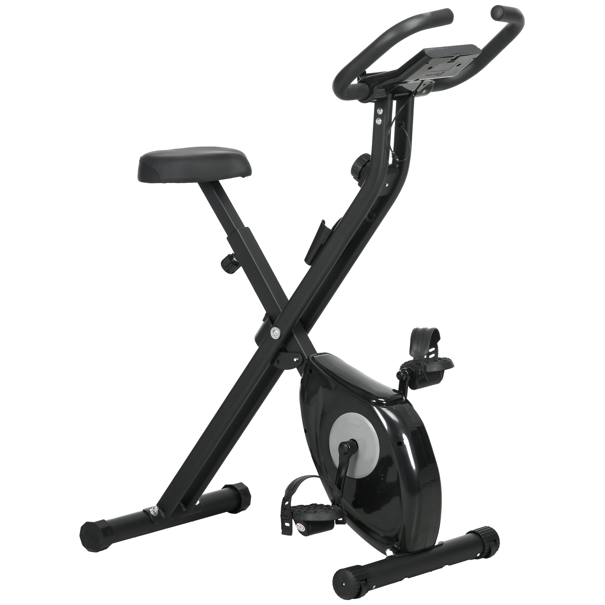 Soozier Foldable Exercise Bike Indoor Stationary Bike w/ 8-Level Magnetic Resistance LCD Screen Phone Holder for Home Gym Black