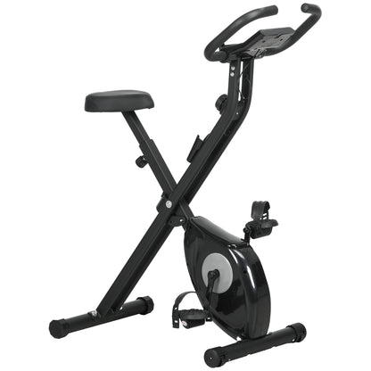 Soozier Foldable Exercise Bike Indoor Stationary Bike w/ 8-Level Magnetic Resistance LCD Screen Phone Holder for Home Gym Black