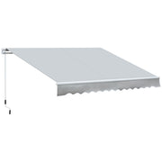 12' x 8' Retractable Awning Patio Awnings Sun Shade Shelter with Manual Crank Handle, UV & Water-Resistant Fabric and Aluminum Frame for Deck Balcony Yard, Grey