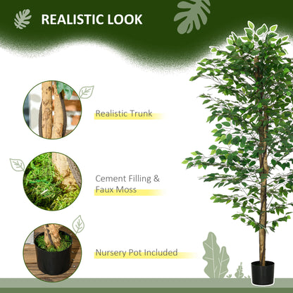 Set of 2 6ft Artificial Trees Ficus, Indoor Fake Plants with Pot, for Home Decor