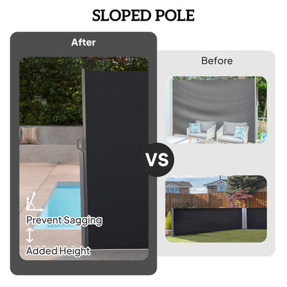 Retractable Double Side Awning, 79"x236" Patio Privacy Screen, UV Resistant, Waterproof Wind Screen, Black