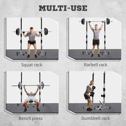 Soozier 2-Piece Barbell Rack, 53.5"-69.3" Height Adjustable Squat Rack Bench Press Rack, 440LBS Capacity