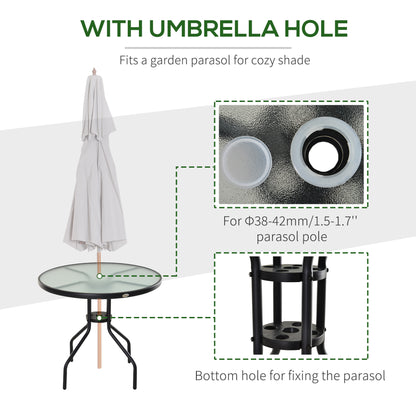 31.5'' Round Bistro Table Outdoor Dining Coffee Table w/ Tempered Glass Top Patio Garden Side Table Weather-resistant