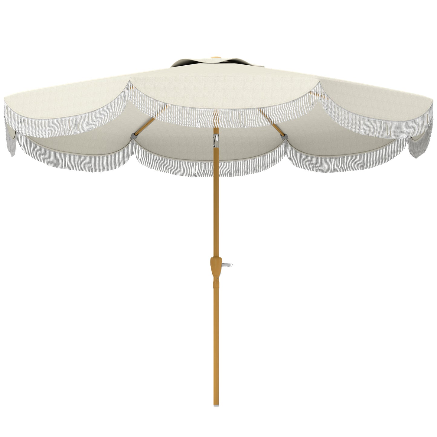 9FT Patio Umbrella Parasol, UPF 30+ Outdoor Market Umbrella with Crank, 8 Ribs, Push Button Tilt, Cream White