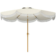9FT Patio Umbrella Parasol, UPF 30+ Outdoor Market Umbrella with Crank, 8 Ribs, Push Button Tilt, Cream White