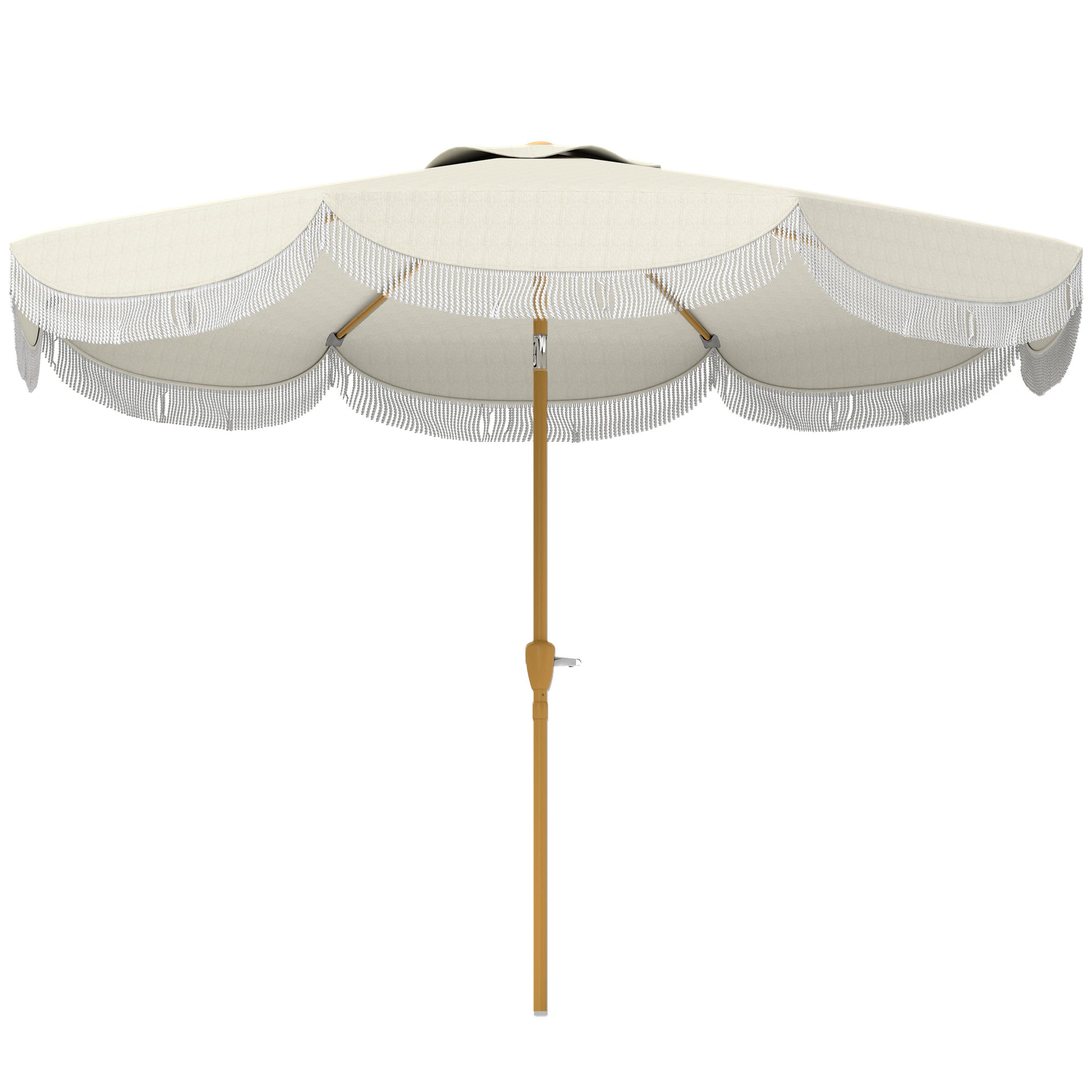 9FT Patio Umbrella Parasol, UPF 30+ Outdoor Market Umbrella with Crank, 8 Ribs, Push Button Tilt, Cream White