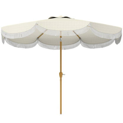 9FT Patio Umbrella Parasol, UPF 30+ Outdoor Market Umbrella with Crank, 8 Ribs, Push Button Tilt, Cream White