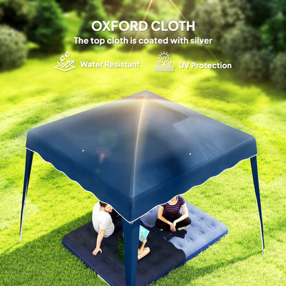 8' x 8' Pop Up Canopy, Outdoor Foldable Tent, Portable Canopy Tent with Carrying Bag for Camping, Party, Picnic, Blue