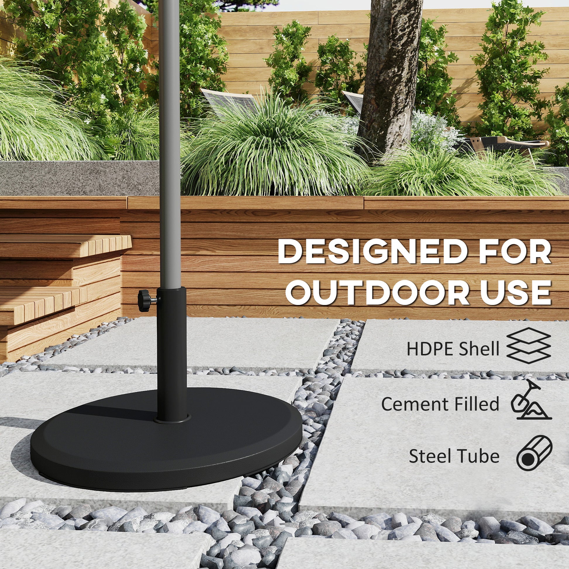 29 lbs Cement Patio Umbrella Base, 19" Heavy Duty Parasol Stand Market Umbrella Base Holder