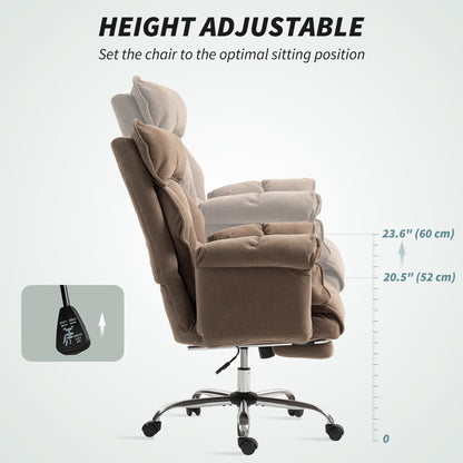 Desk Chair, Computer Office Chair with Footrest, Adjustable Backrest and Headrest, Light Brown