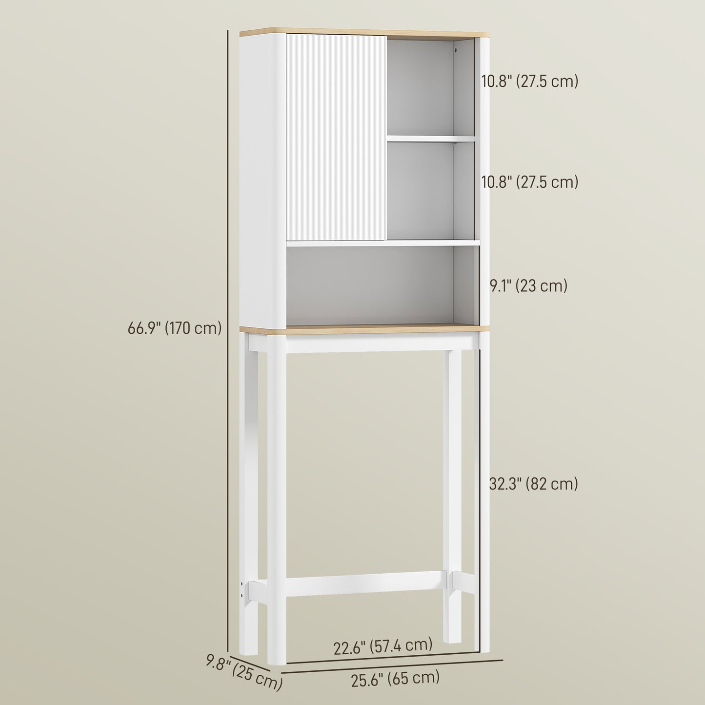 Over The Toilet Storage Cabinet, Bathroom Space Saver Cabinet with Adjustable Shelf, Bathroom Organizer, White