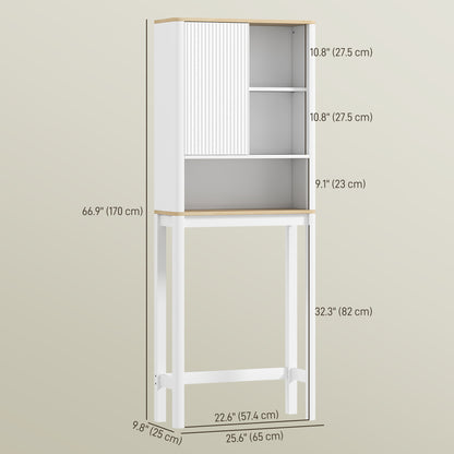 Over The Toilet Storage Cabinet, Bathroom Space Saver Cabinet with Adjustable Shelf, Bathroom Organizer, White