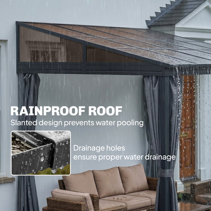 10' x 13' Outdoor Hardtop Pergola Gazebo with Polycarbonate Roof, UV Protection Sun Shelter with Curtains for Garden, Patio and Outdoor Events
