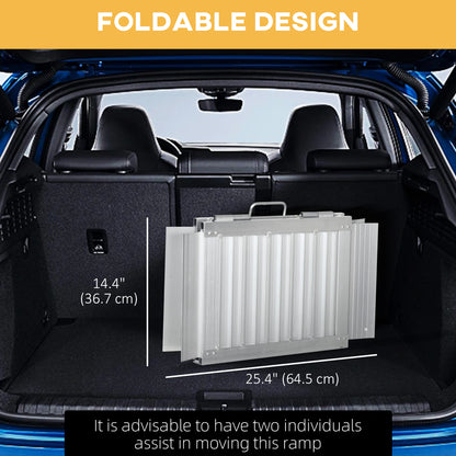 2' Portable Wheelchair Ramp Aluminum Threshold Mobility Single-fold for Scooter with Carrying Handle