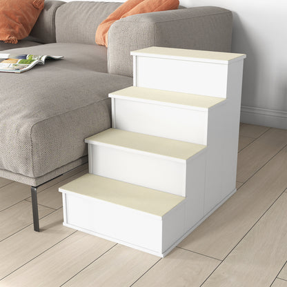 Dog Steps Pet Stairs for Bed Cat Ladder for Couch with Non-Slip Carpet, 15.7" x 23.2" x 21.3", White