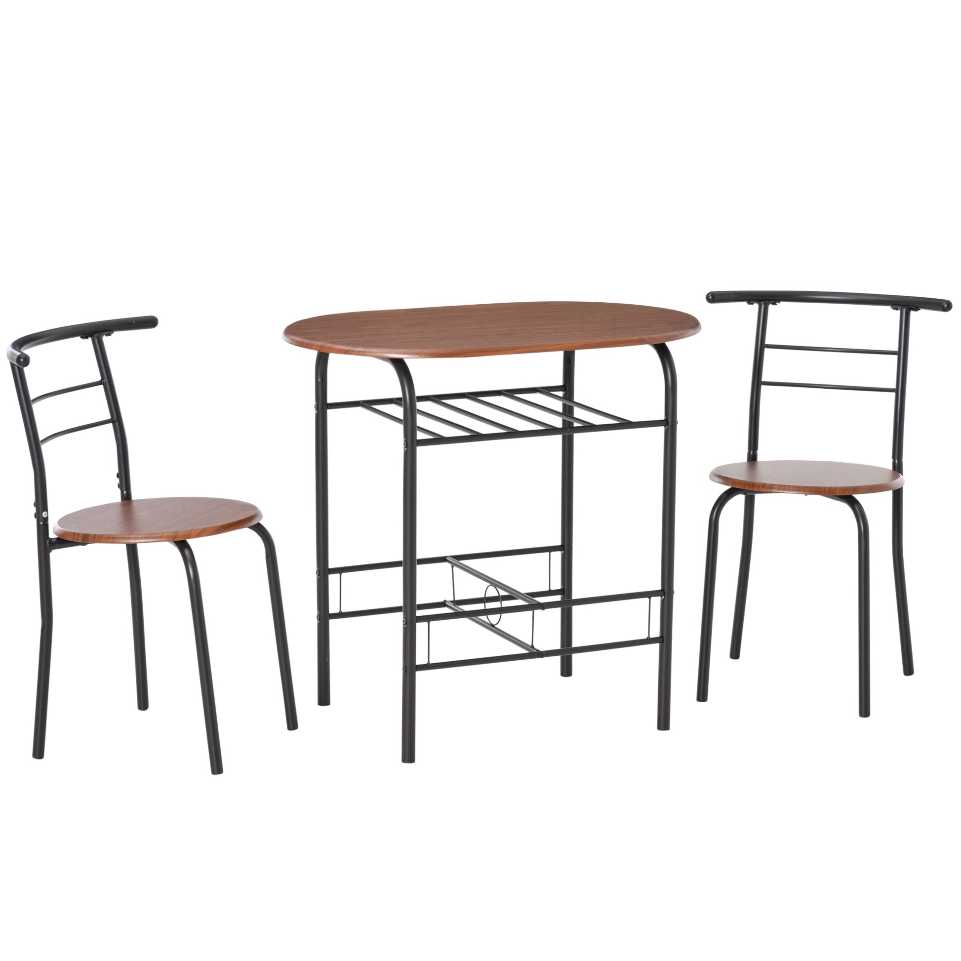 Dining Table Set of 3, 31.5" Kitchen Table and Chairs Set for 2 with Shelf, for Small Space, Dining Room, Living Room