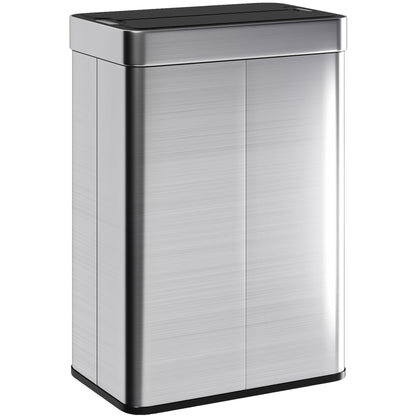 14.5 Gallon Sensor Can, Automatic Garbage Can with Soft-Close Butterfly Lid, Fingerprint-Proof Stainless Steel, Silver