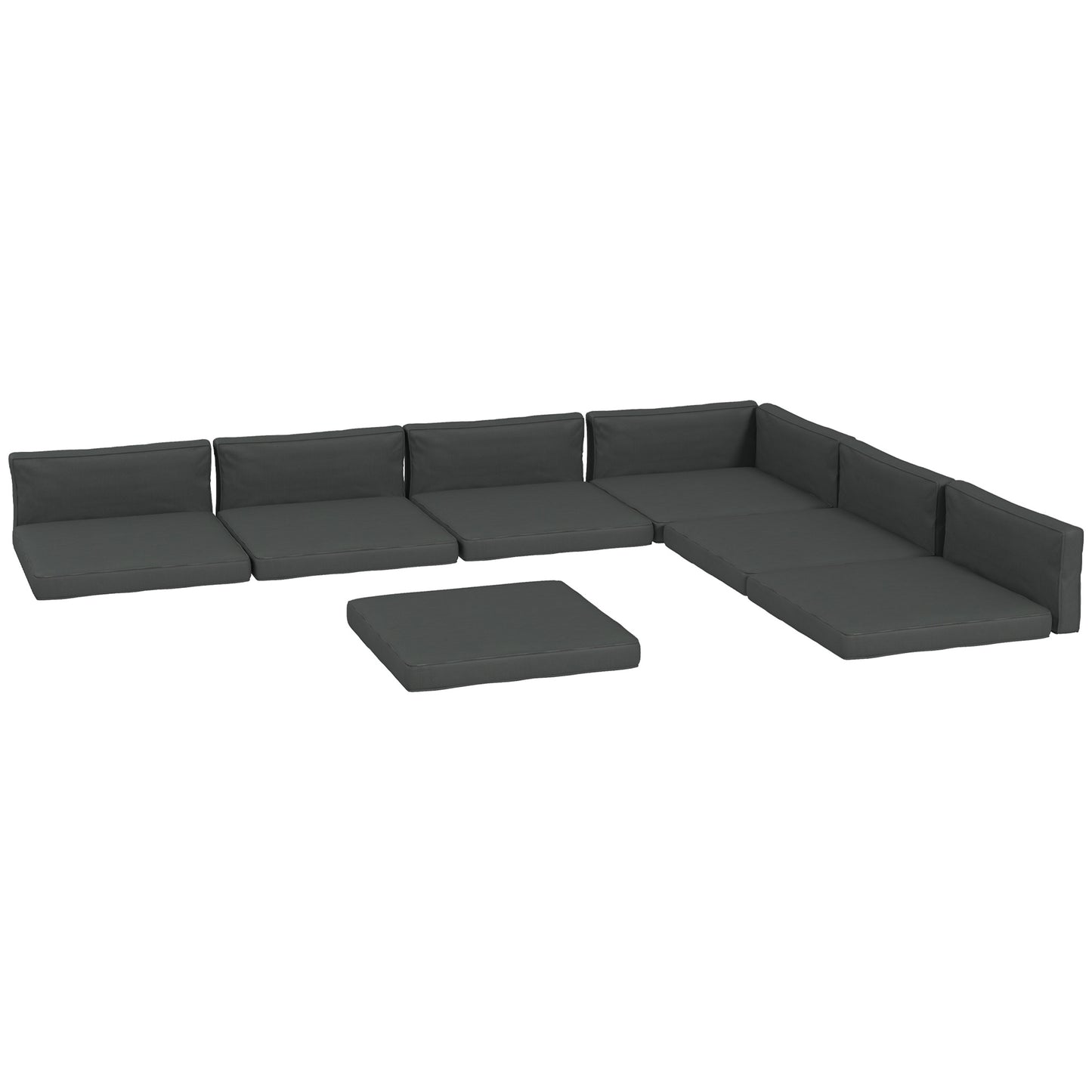 Replacement Cushions for Rattan Furniture, 14 Piece Outdoor Seat Cushion Pad for Patio Set, 7 Seat and 7 Back, Grey