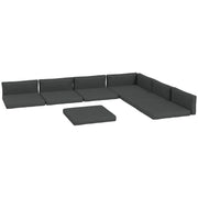 Replacement Cushions for Rattan Furniture, 14 Piece Outdoor Seat Cushion Pad for Patio Set, 7 Seat and 7 Back, Grey