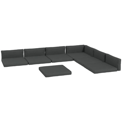 Replacement Cushions for Rattan Furniture, 14 Piece Outdoor Seat Cushion Pad for Patio Set, 7 Seat and 7 Back, Grey