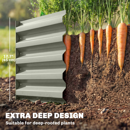 8 x 2.6 x 1.5ft Galvanized Raised Garden Bed, Reinforced Outdoor Planter Box with Open Bottom, Light Grey