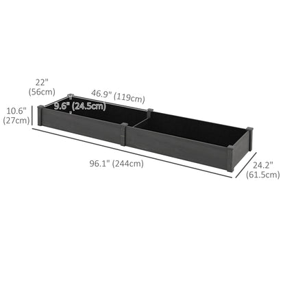 Garden Bed with 2 Planter Box and Non-woven Fabric Liner for Backyard, Patio, 96" x 24" x 10", Grey
