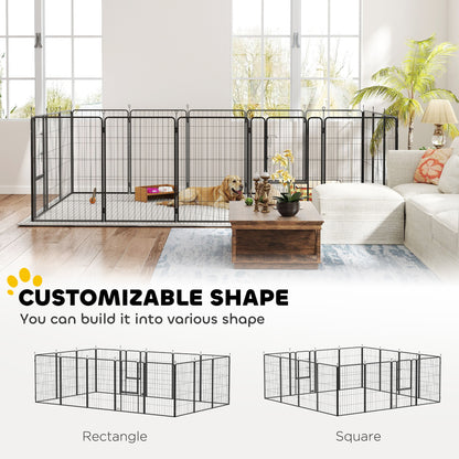 16 Panels Dog Playpen with Straps, Portable & DIY, for Large Dogs, for Yard, RV, Camping, Garden, 39" Height