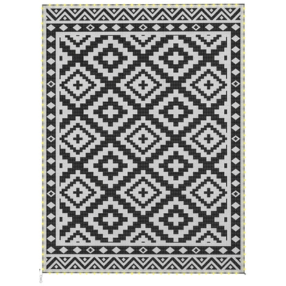 Outdoor Rug Carpet Reversible Plastic Straw Rug with LED Lights 12' x 9'