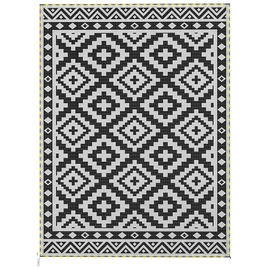 Outdoor Rug Carpet Reversible Plastic Straw Rug with LED Lights 12' x 9'
