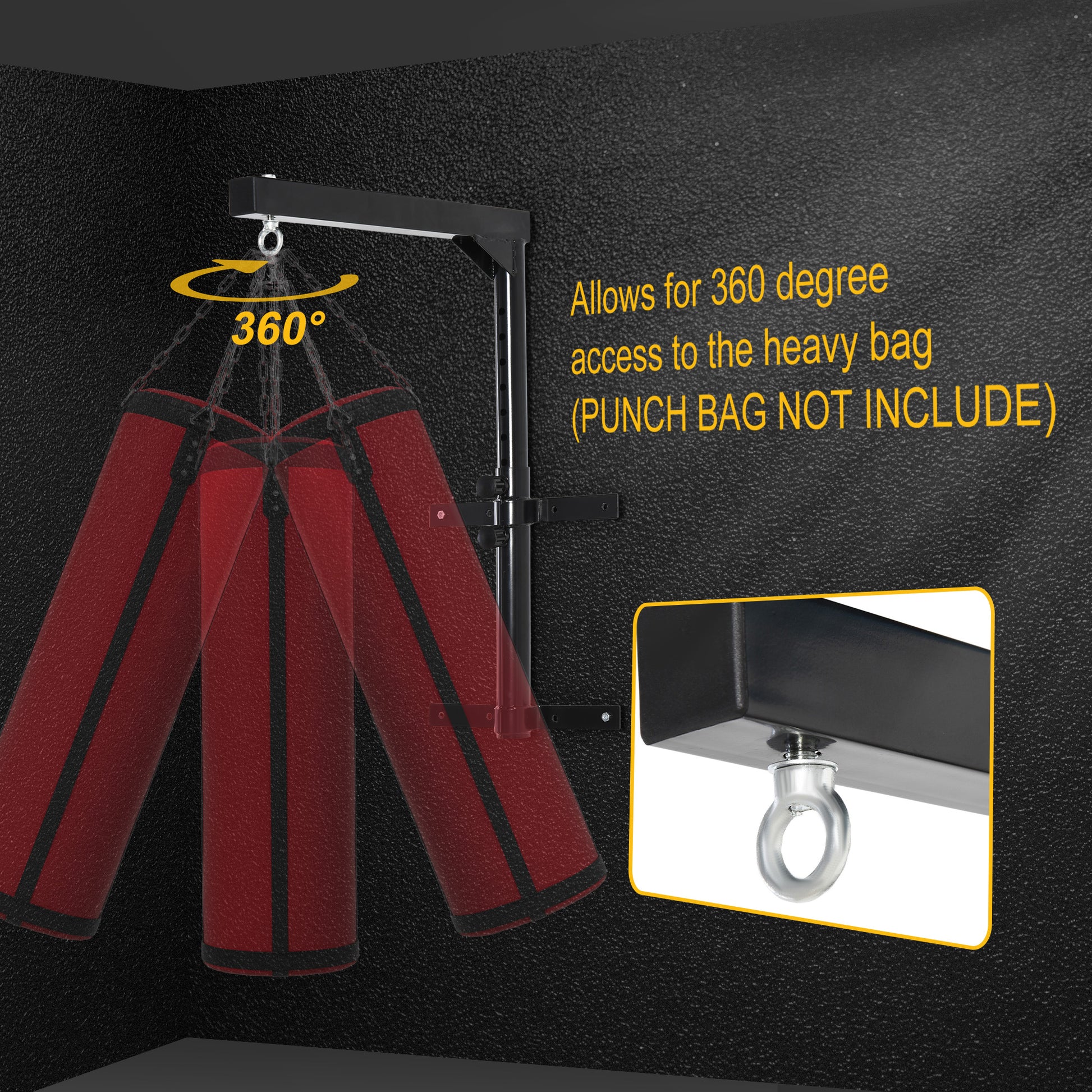 Soozier 220lbs Wall Mounted Punching Bag Hanger, Adjustable Height Punching Bag Holder for Boxing and MMA Training