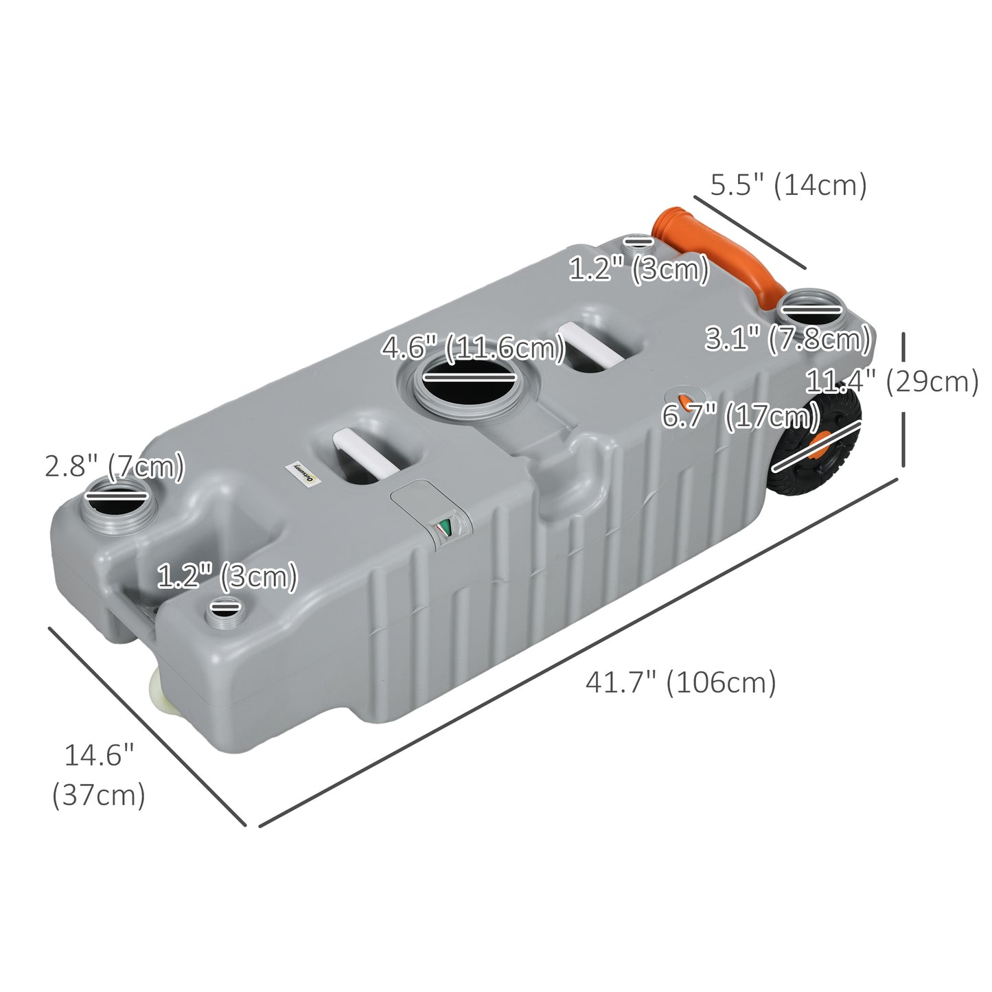 19.8 Gallon Portable RV Water Tank, Waste Water Storage Tank, with Rotating Drain Spout, Level Indicator and 3 Wheels