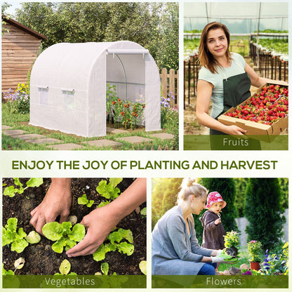 8.2x6.6x6.6ft Walk-in Tunnel Greenhouse Portable Garden Plant Growing Warm House with Door and Ventilation Window, White